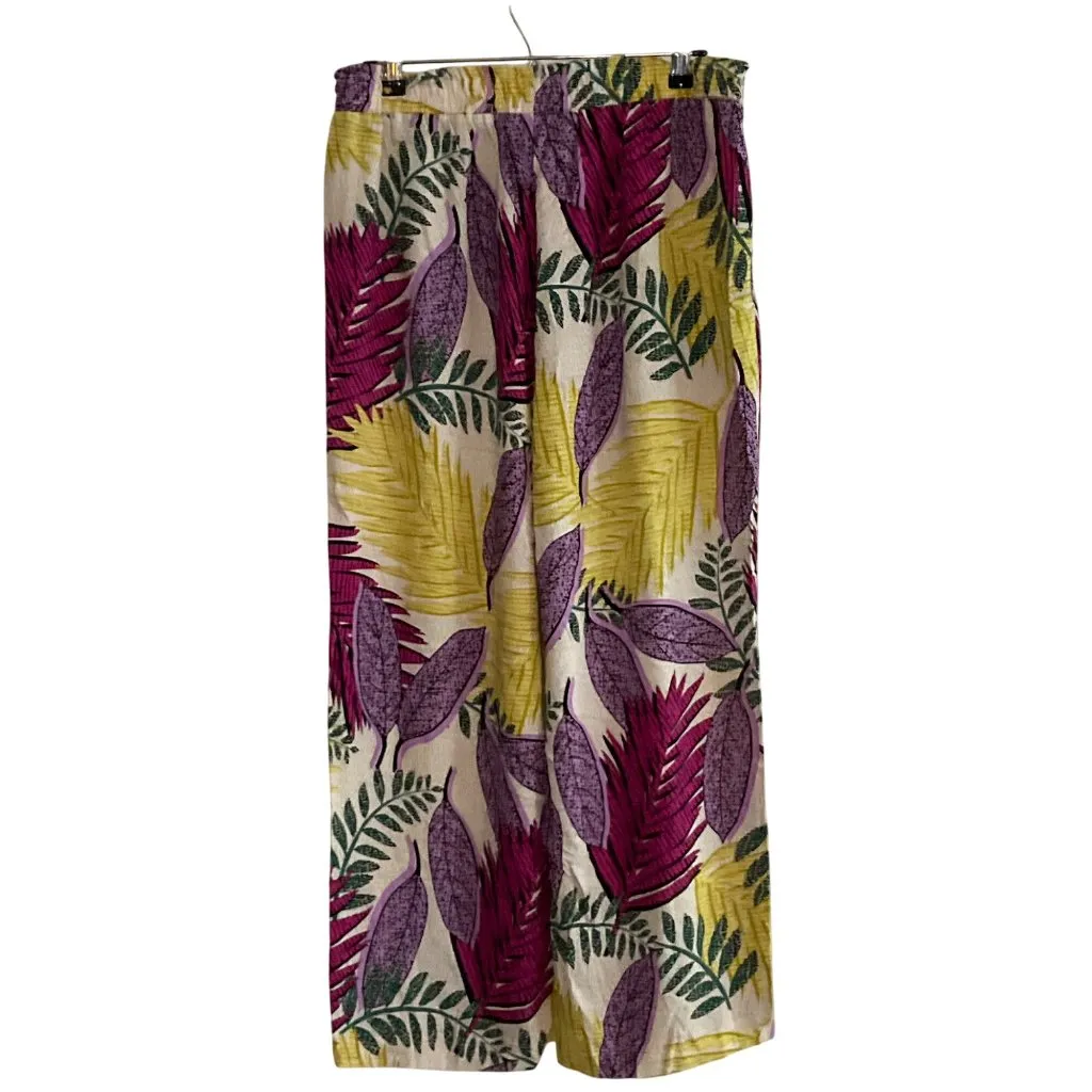 Jane + Delancey Womens Tropical Print Elastic Waist Wide Leg Pants Size L resort Purple Size L - Image 2