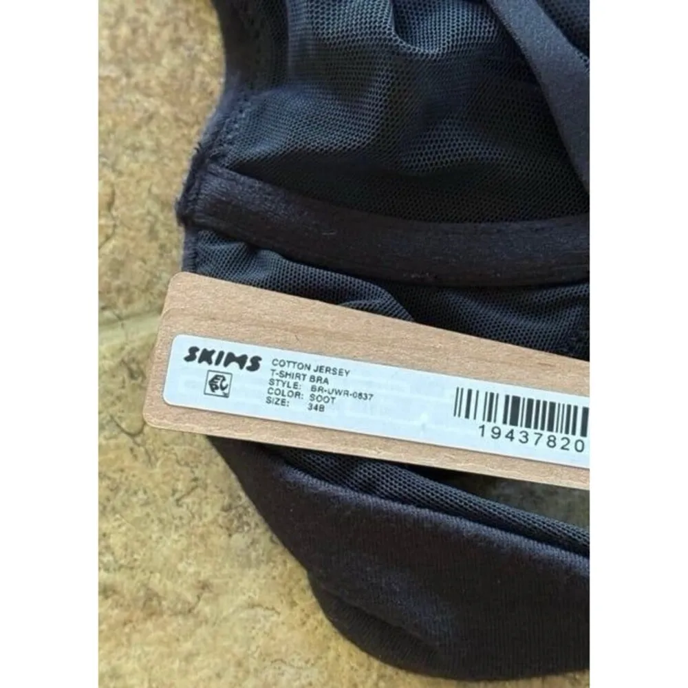 Skims Cotton Jersey T-shirt Bra Soot Size 34B - Image 7