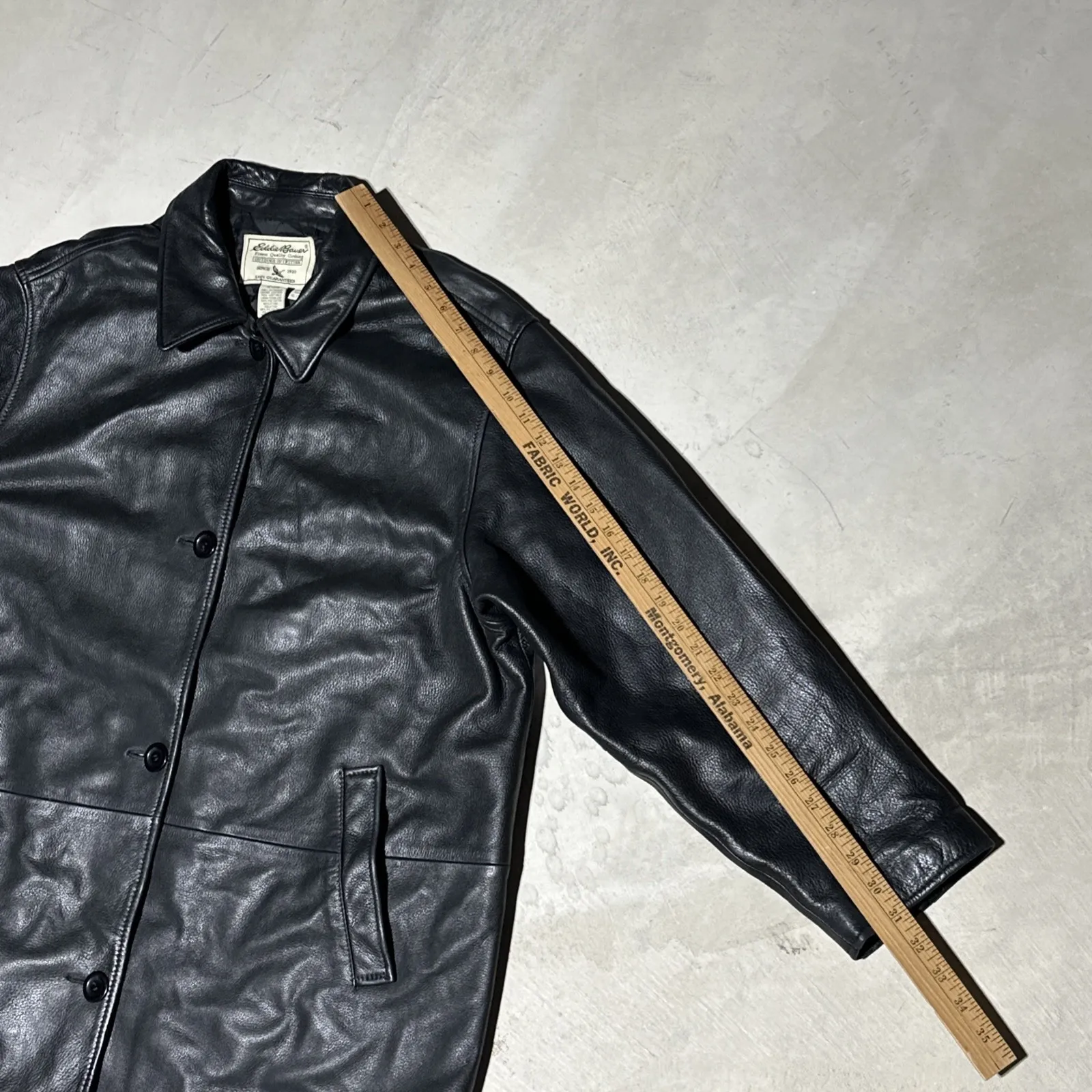 Eddie Bauer Outdoor Outfitter Women Genuine Leather Jacket Black SZ XL 4 Button - Image 8