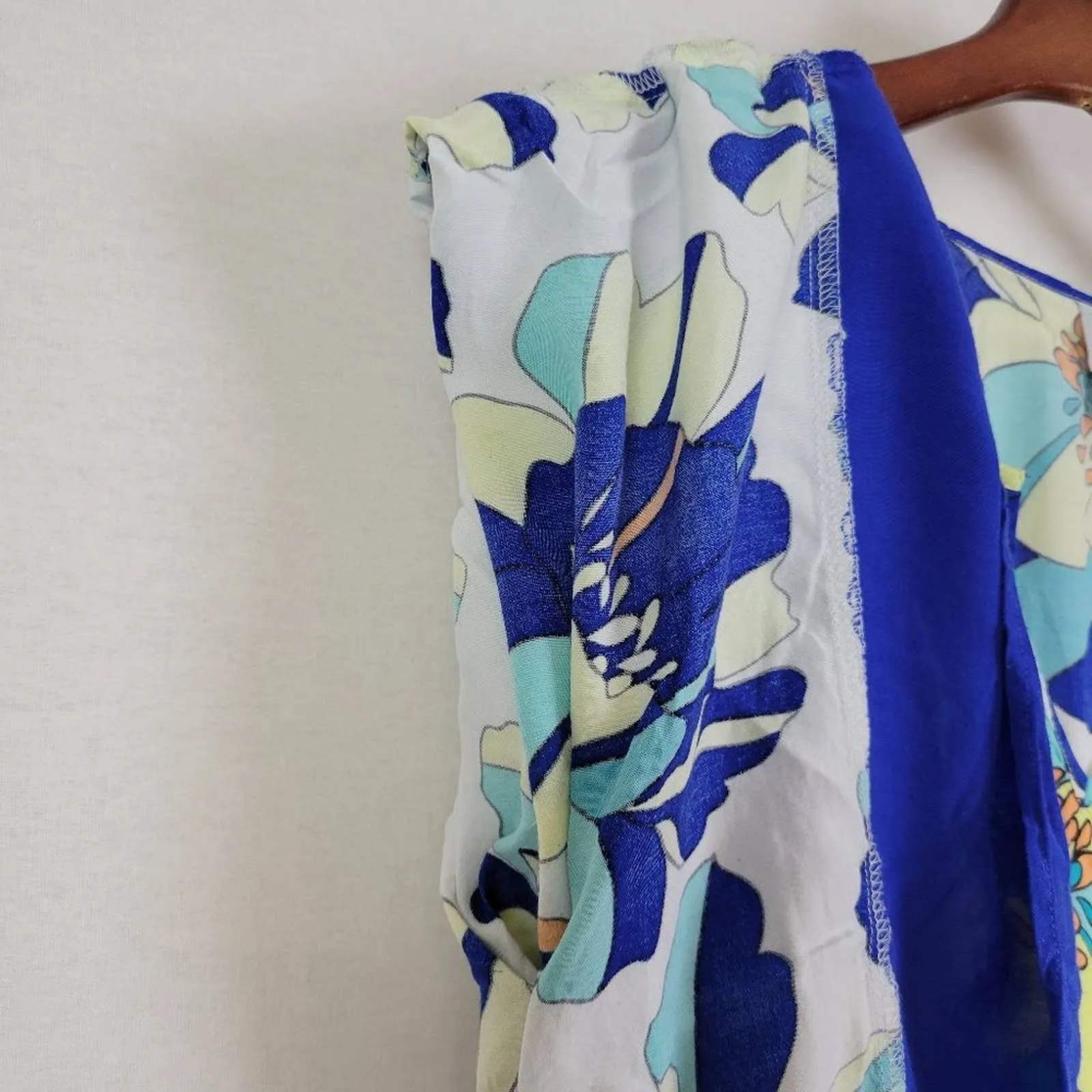 Stylus Womens Top Size M Wide Sleeve Blue Floral‎ Print Crepe Blouse Size M - Image 9