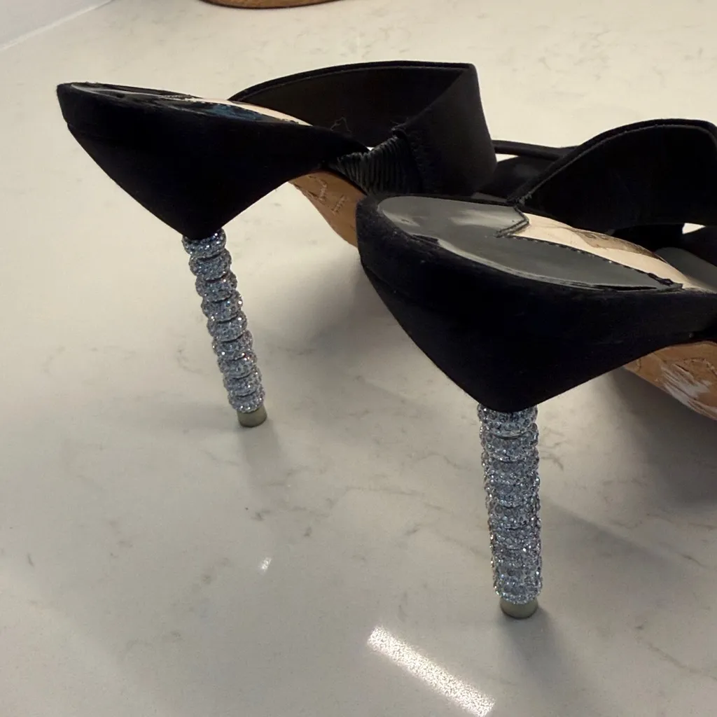 Sophia Webster Black Rosalind Satin Thick Strap Heel - Image 6