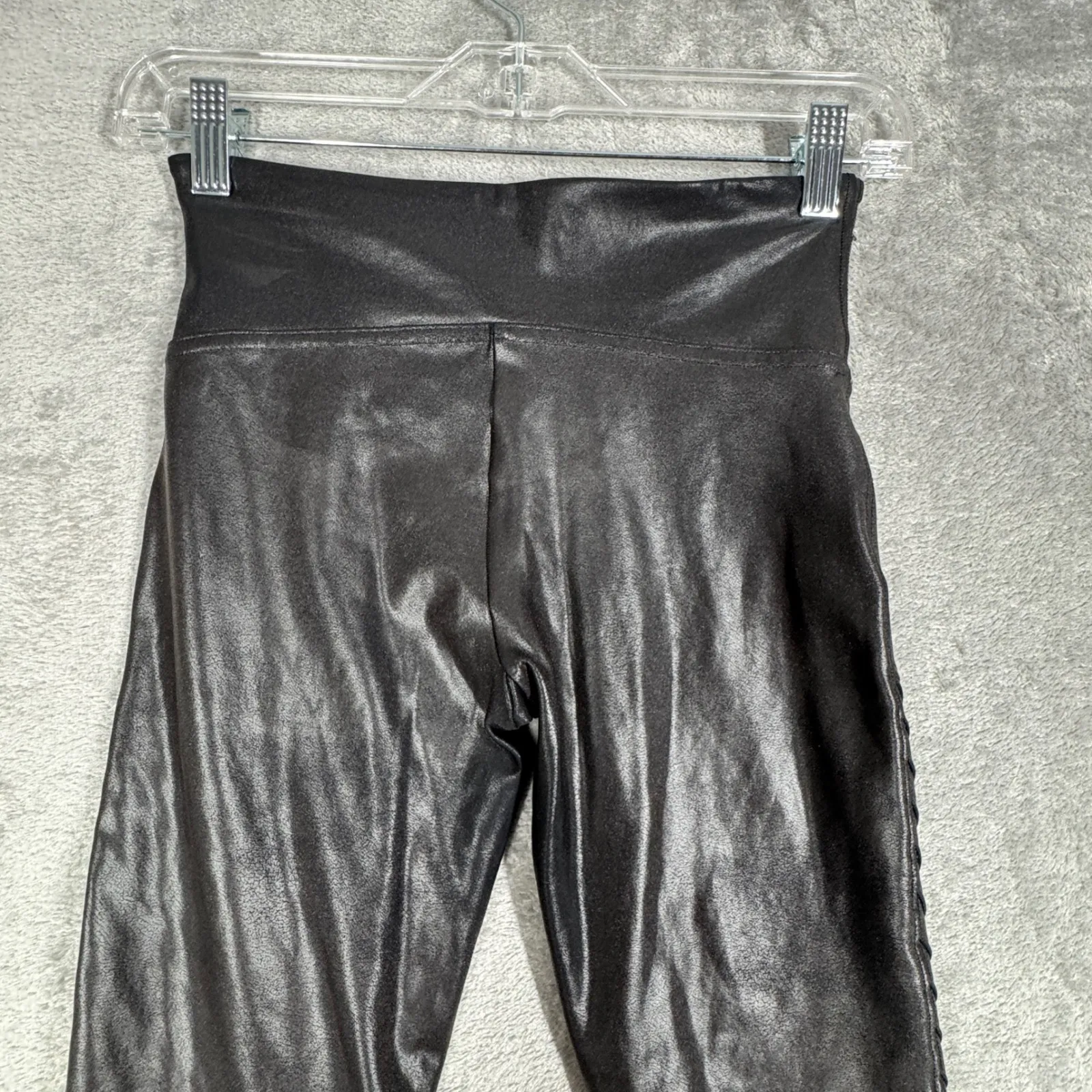 SPANX Leggings Faux Leather Moto Shaping Edgy Going Out‎ Neutral Black Small - Image 5