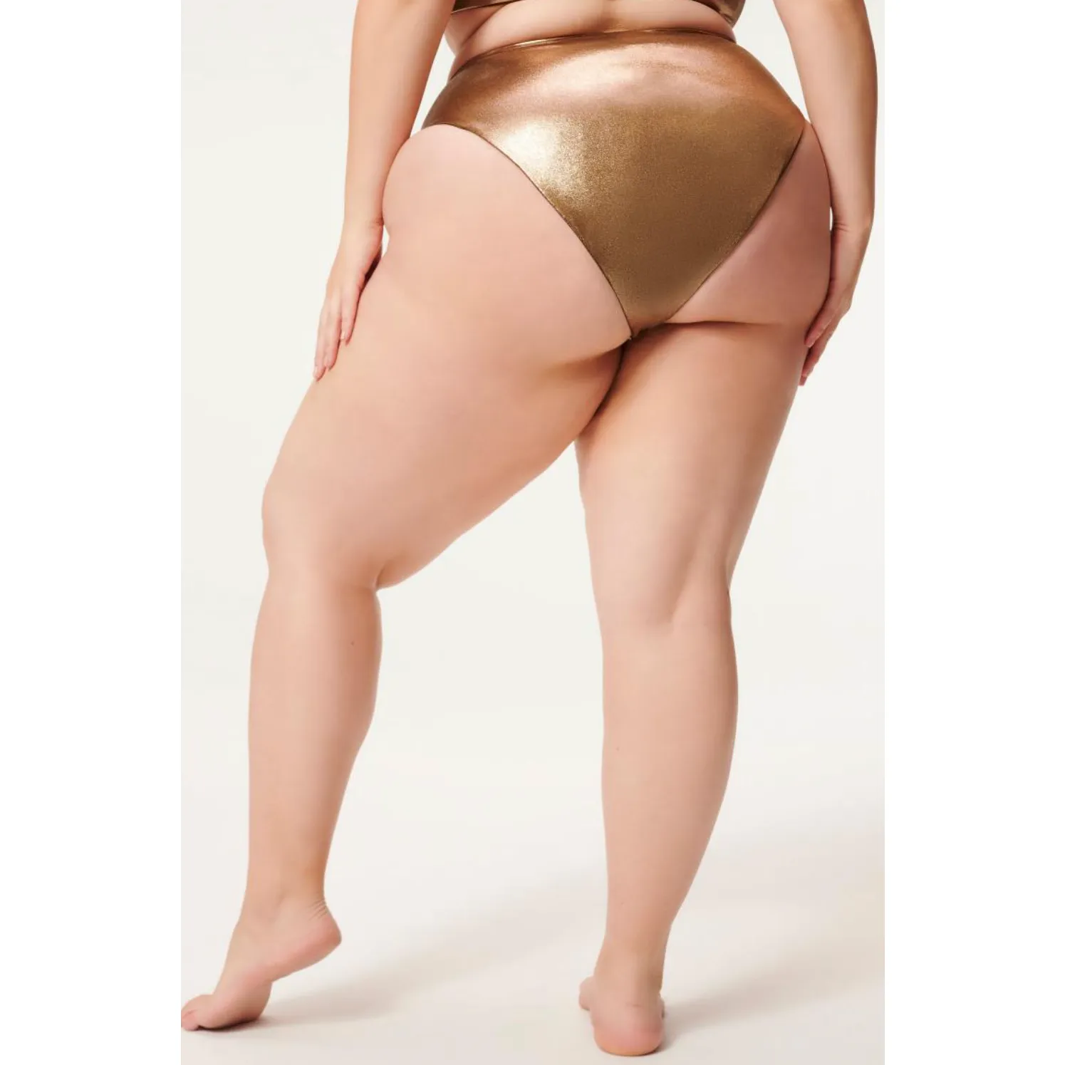 Good American Mocha Foil Reversible Good Waist Bikini Bottoms - Image 4