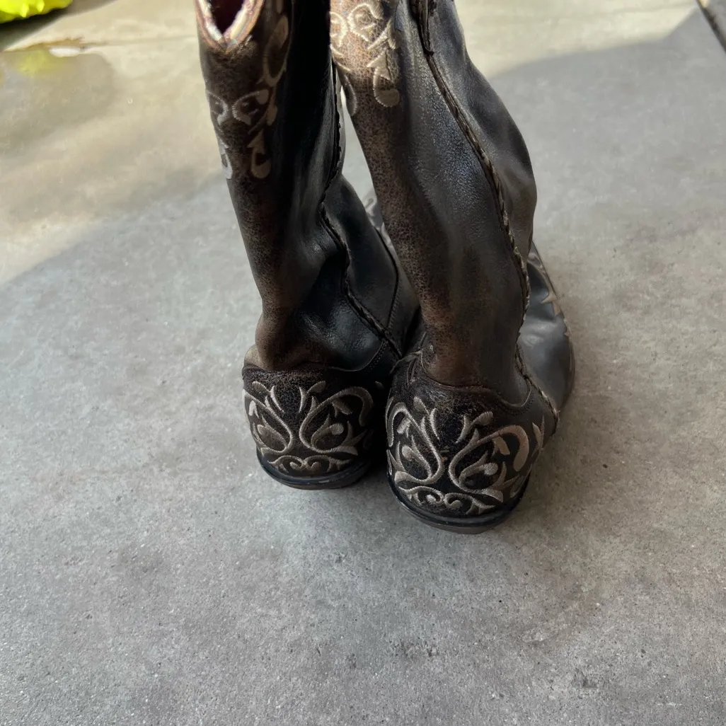 DURANGO CRUSH Women's 8M Embroidered Cowboy Boots 12" Brown Western RD3203 - Image 6