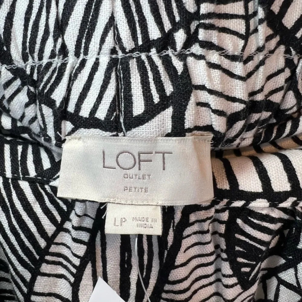 Loft Linen Blend Skirt Black Ivory Tropical Leaf Pockets NEW Womens Large Petite - Image 6