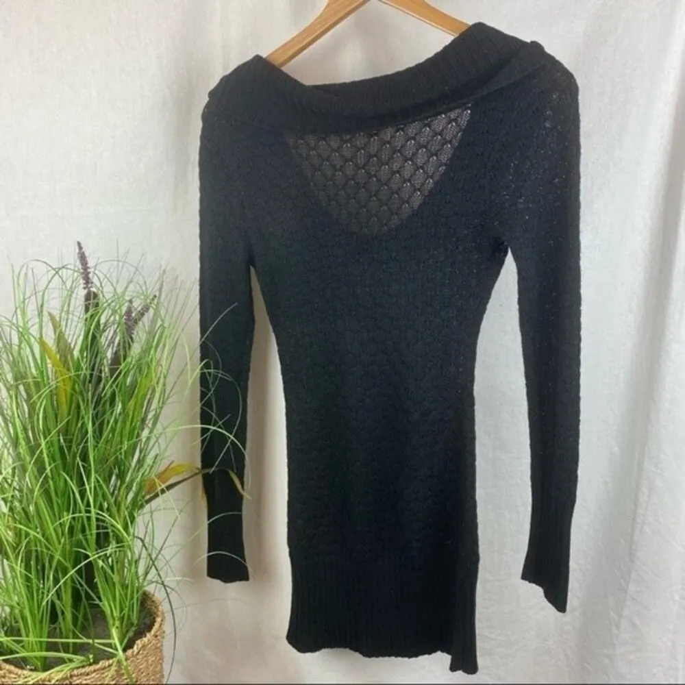 Guess Black Cowl Neck Long Sleeve Knit Tunic Sweater M - Image 2