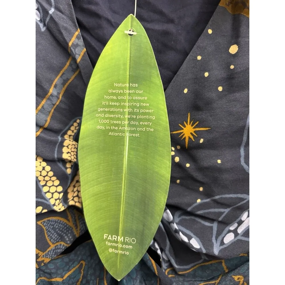 Farm Rio Navy Blue Night Jungle Mini Dress Size Small New W/tag - Image 7