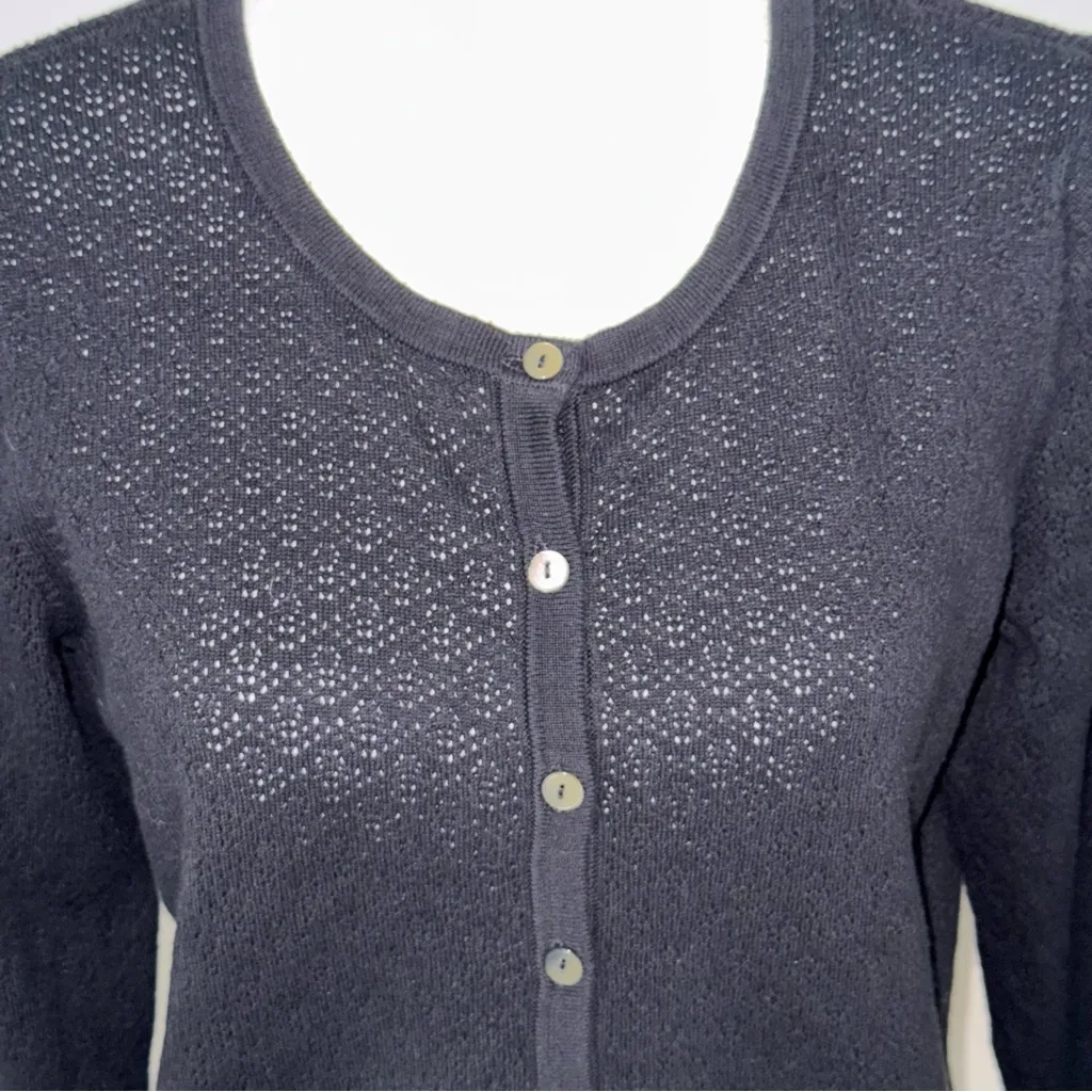 Talbots Women's Black Button-Up Sweater Pima cotton size medium Cottagecore‎ - Image 3