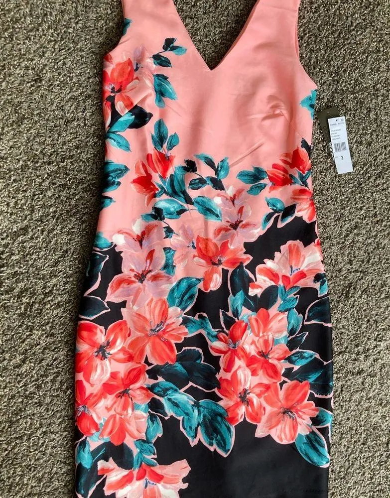 Donna Ricco Coral Multi Floral Dress - Image 2