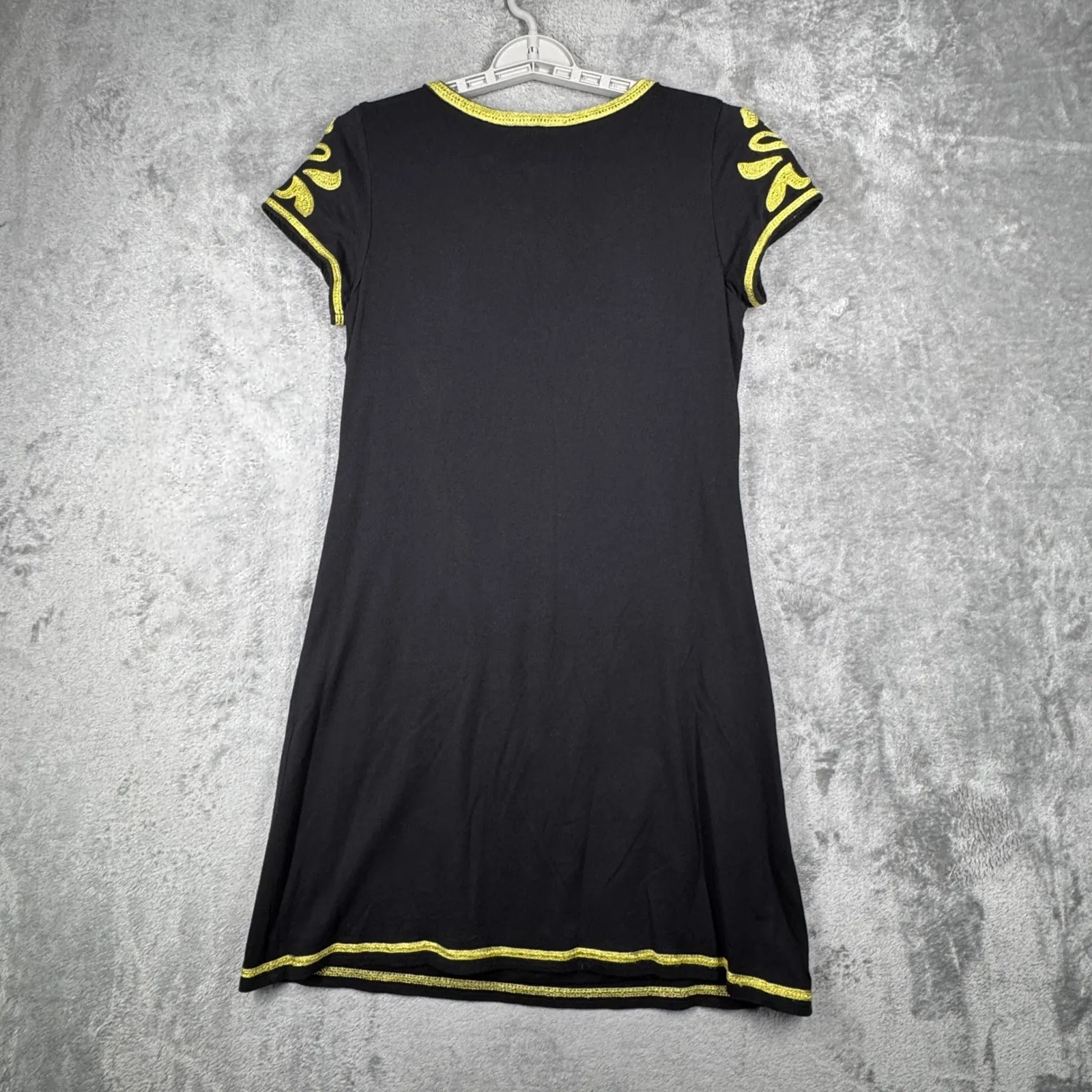 INC International Concepts‎ Dress Black Yellow Baroque Embroidered Boho Medium - Image 3