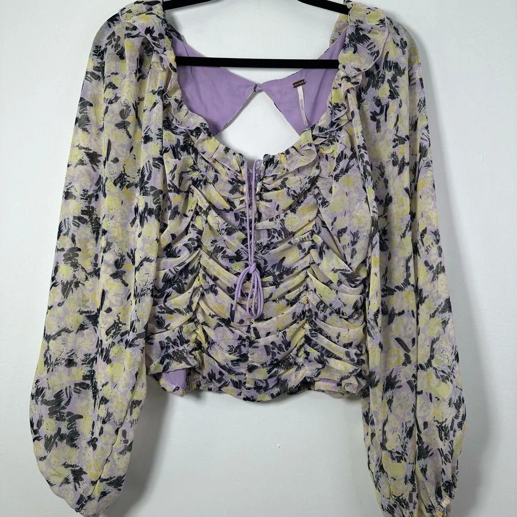 Free People Mabel Floral Printed Blouse Size M - Image 3