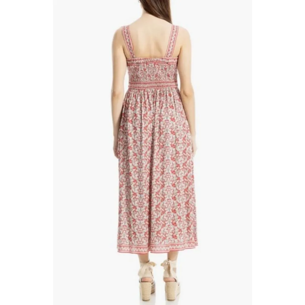 💕MAX STUDIO Print Fit & Flare Maxi Dress Claret/Cream Paisley Harmony Large NWT - Image 5