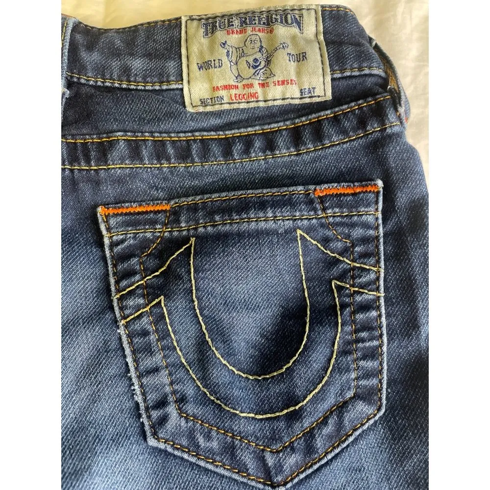 True Religion Women's Blue Jeans/Pants straight leg Size 26X28 SKU 2868 - Image 3