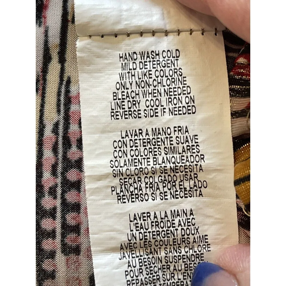 Tiana B Dress 20w  Metallic Gold Chevron Colorful Boho Scoop Neckline Fall Color - Image 5