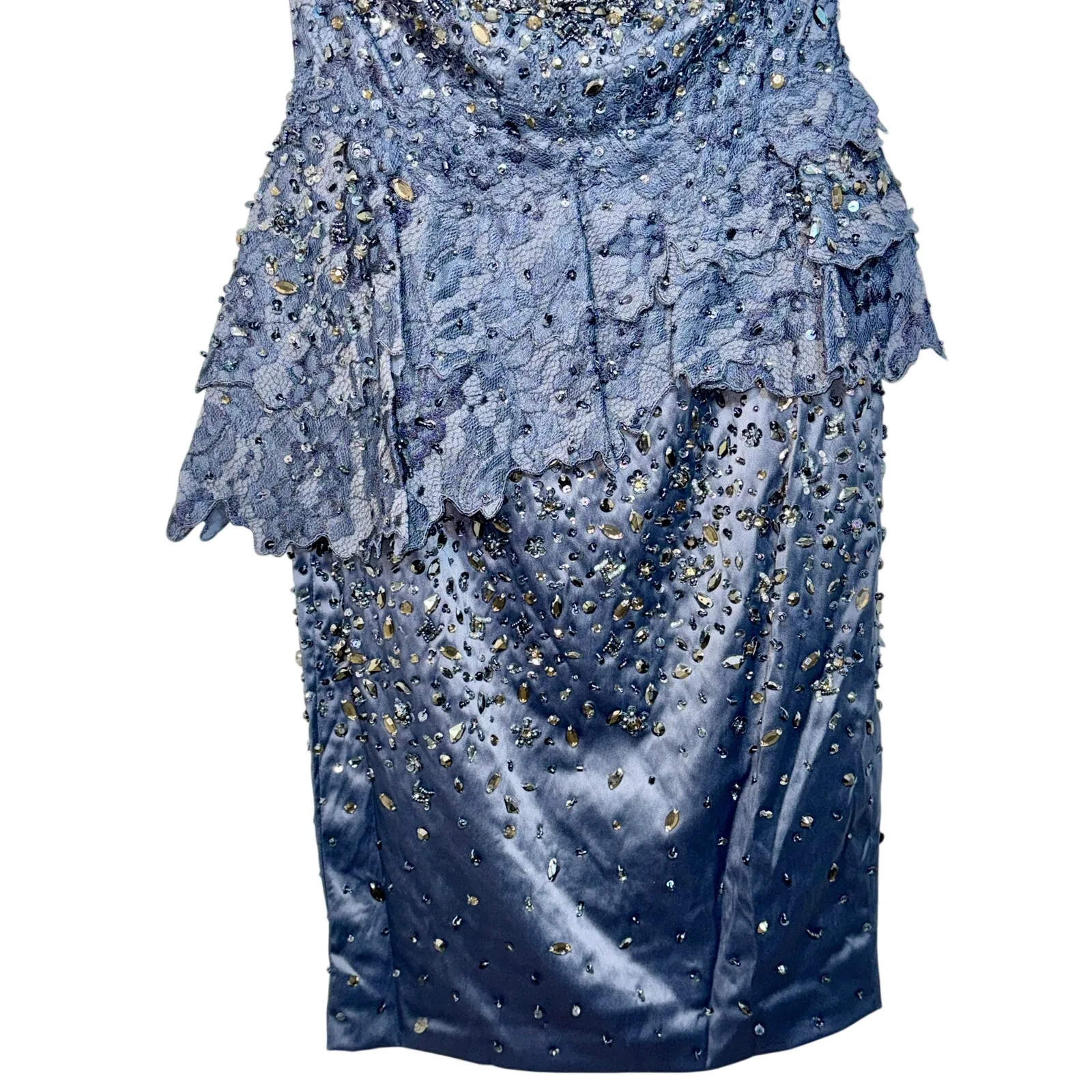 NWT Mandalay Grey Silver Beaded Sequin Lace Mini Cocktail Evening Dress Size 12 Gray - Image 3