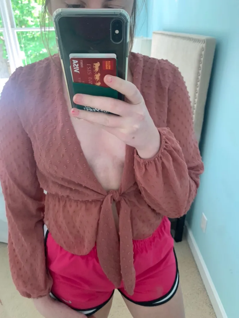 American Threads Tie Front Crop Top - Image 2