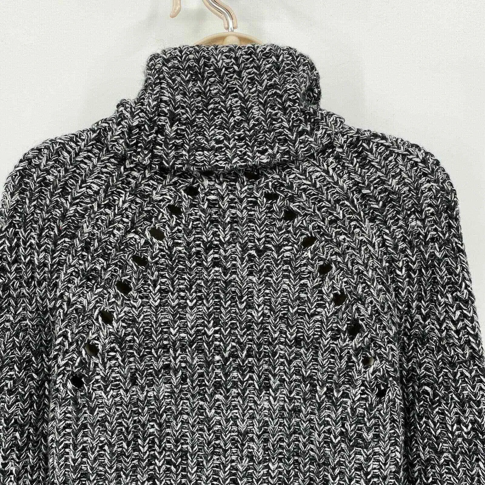Kendall & Kylie Turtleneck Sweater Womens XS Black White Chunky Knit - Image 5