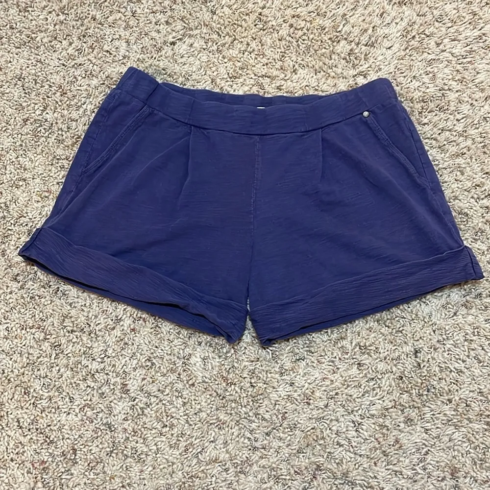 Michael Stars 100% Cotton Cuffed Navy Blue Casual Shorts Elastic Waist Medium - Image 4