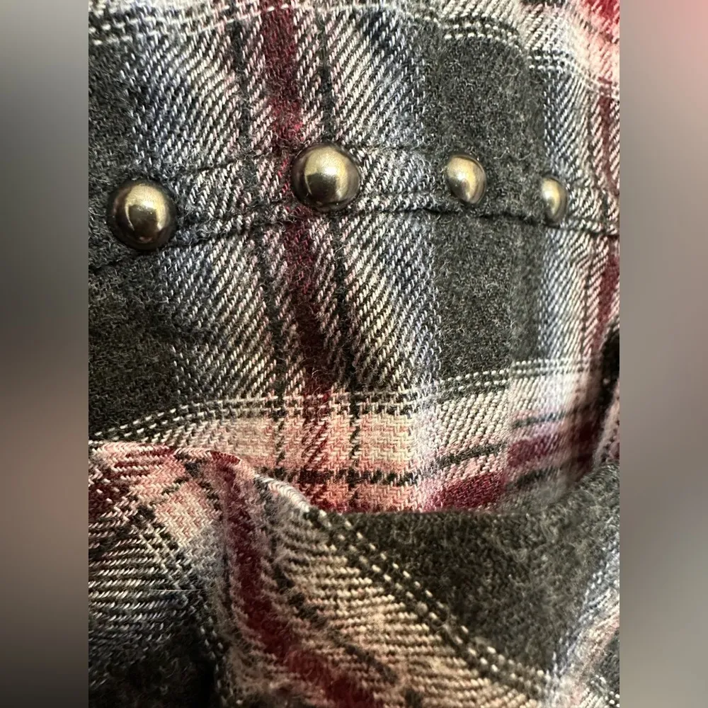 Rails Blouse Women's Studded Plaid Button Down Rex Charcoal Berry Blush - Image 5