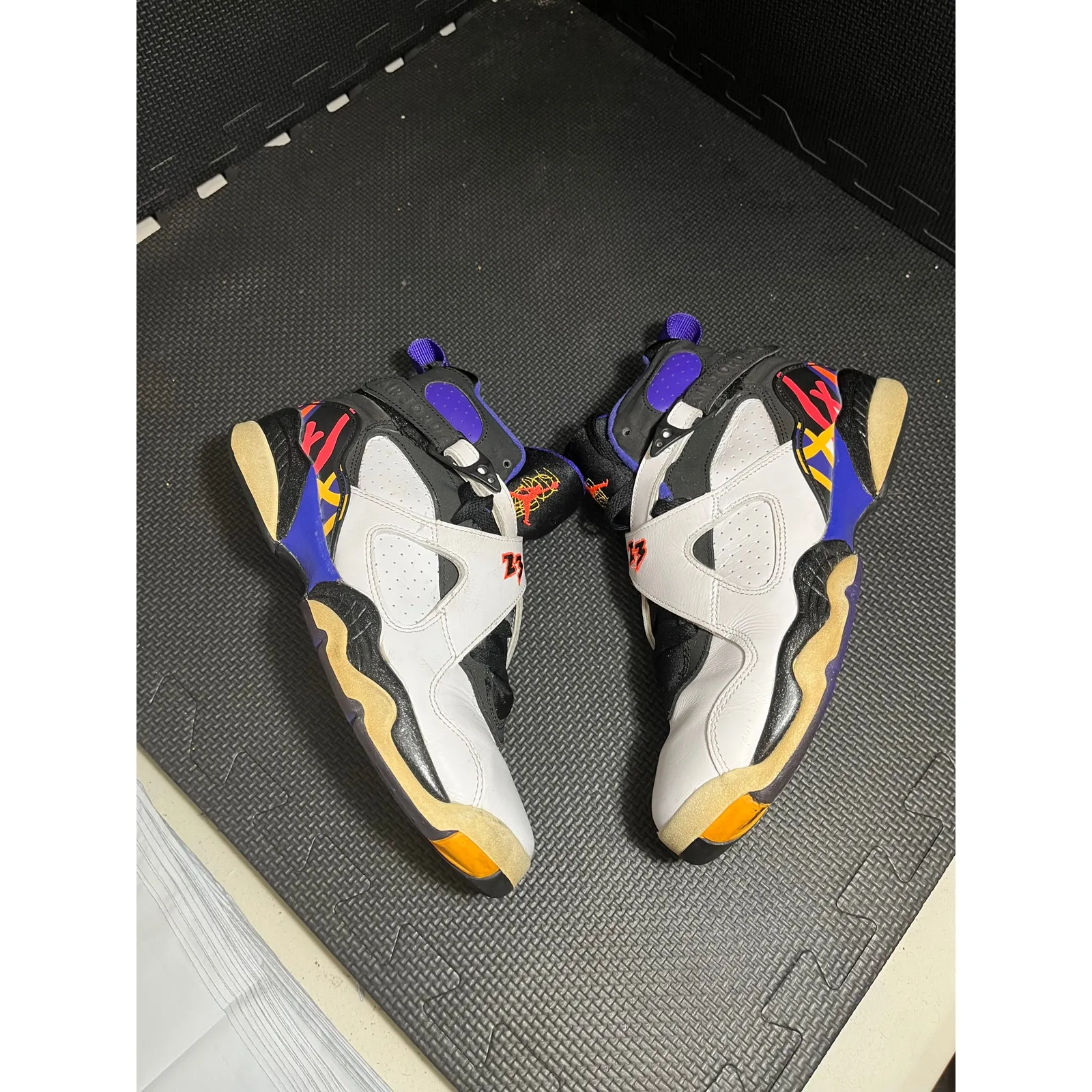 Nike Air‎ Jordan 8 Retro Three-Peat 305368-142 White Black Concord Infrared 7Y - Image 5