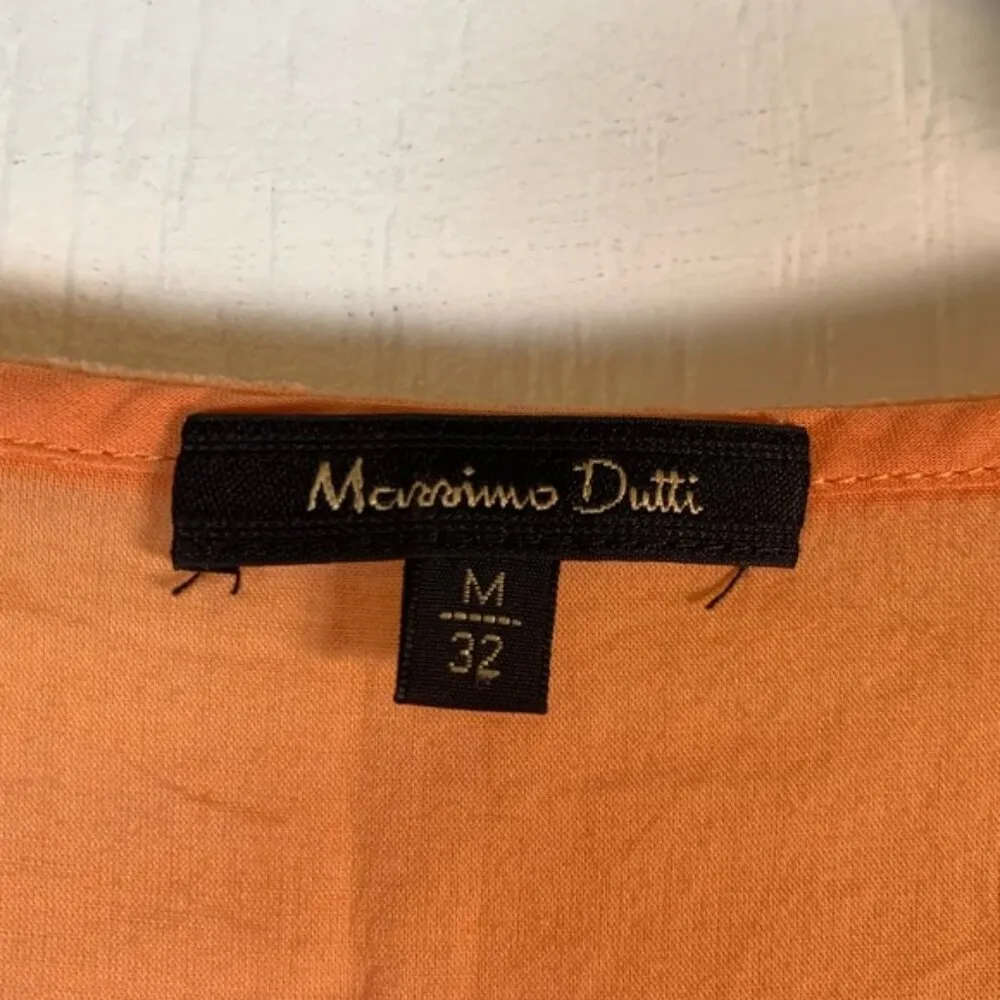 Massimo Dutti Spring Summer Orange Embroidered Lightweight Blouse Size Med EUC - Image 3