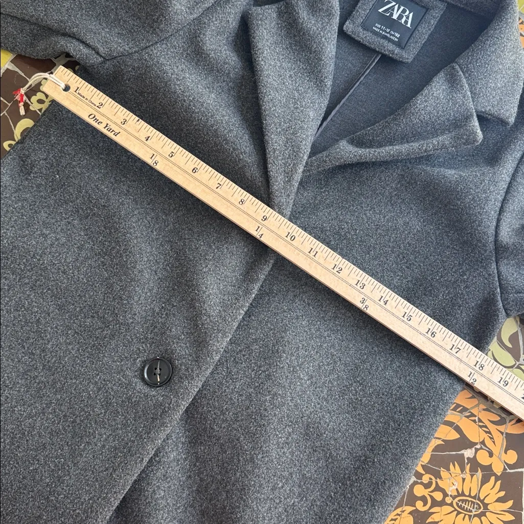 Zara Gray Wool Blend Coat Sz: M - Image 8