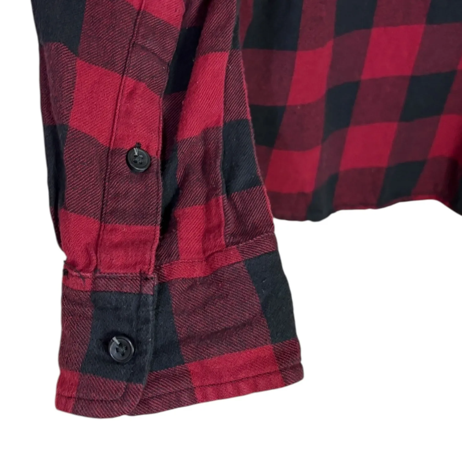 PACT Womens Red Black Plaid Flannel Button Up Shirt Organic Cotton Sz S Buffalo - Image 3