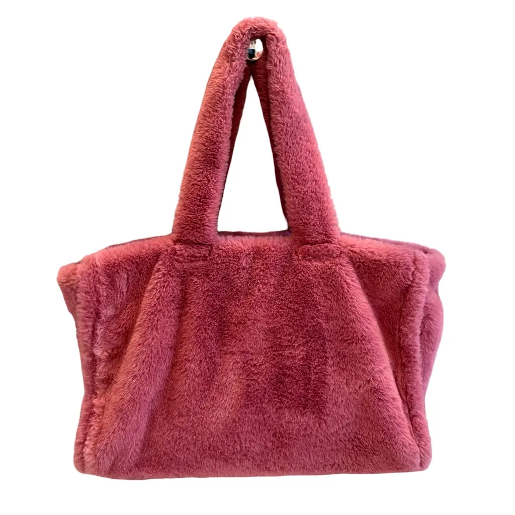 Anthropologie Faux Fur Soft Fluffy Rose Pink Bag Tote - Image 6
