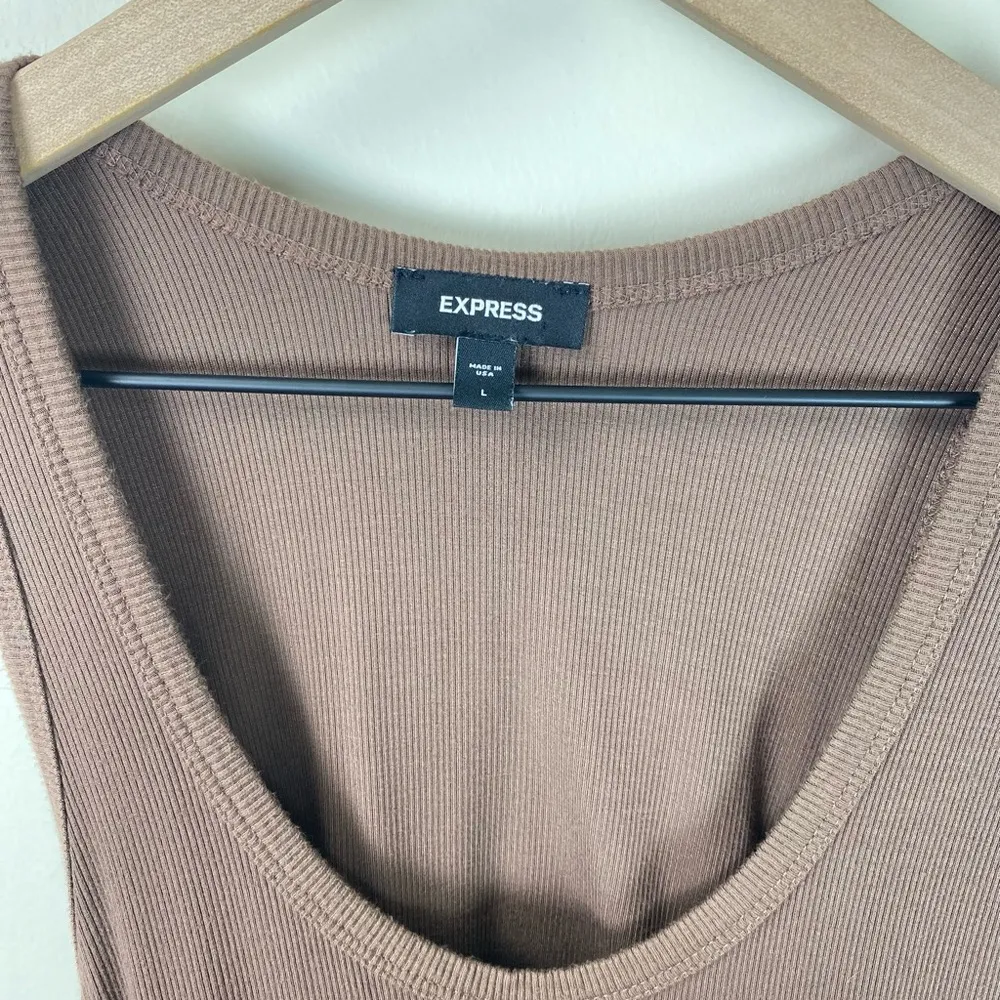 Express Ribbed Racerback Cutout Midi Dress in Brown Size Large - Image 4