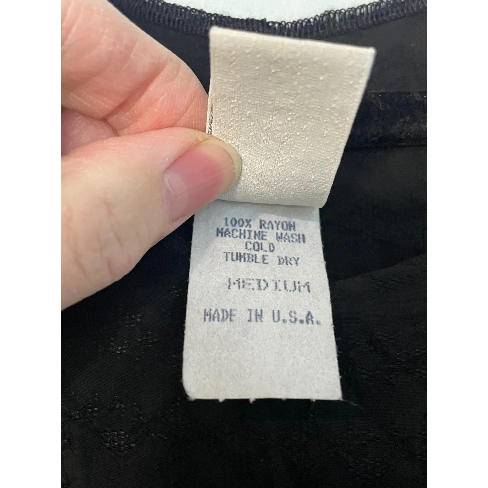 Garb Black Textured Long Sleeve Midi Dress Size Medium Style 1995 Made in USA - Image 8