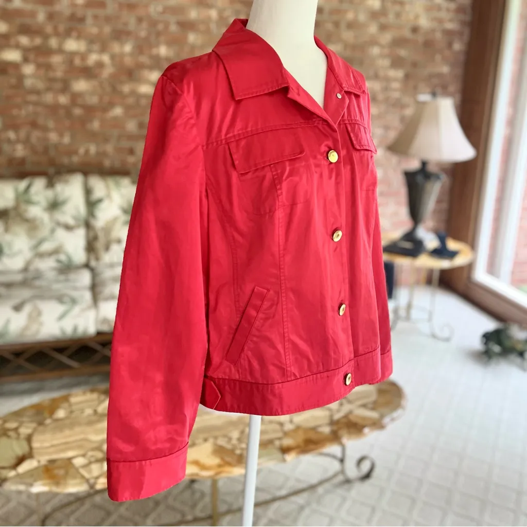 Chico's Chico’s Jacket Satin Red L/12 Evening Long Sleeve Elegant Party Work Classic Mod - Image 12