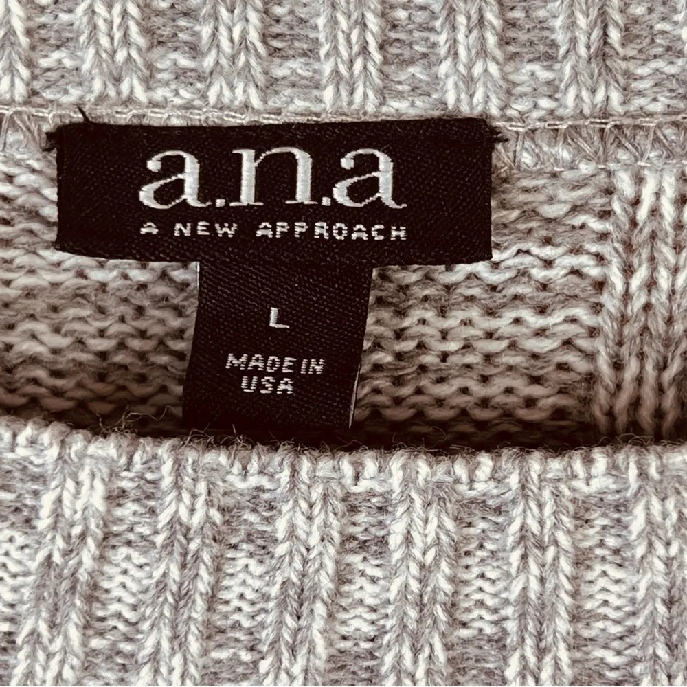 Ana Size Large Cable Knit Long Sleeve Oversized Gray/White Blend Thread … - Image 5