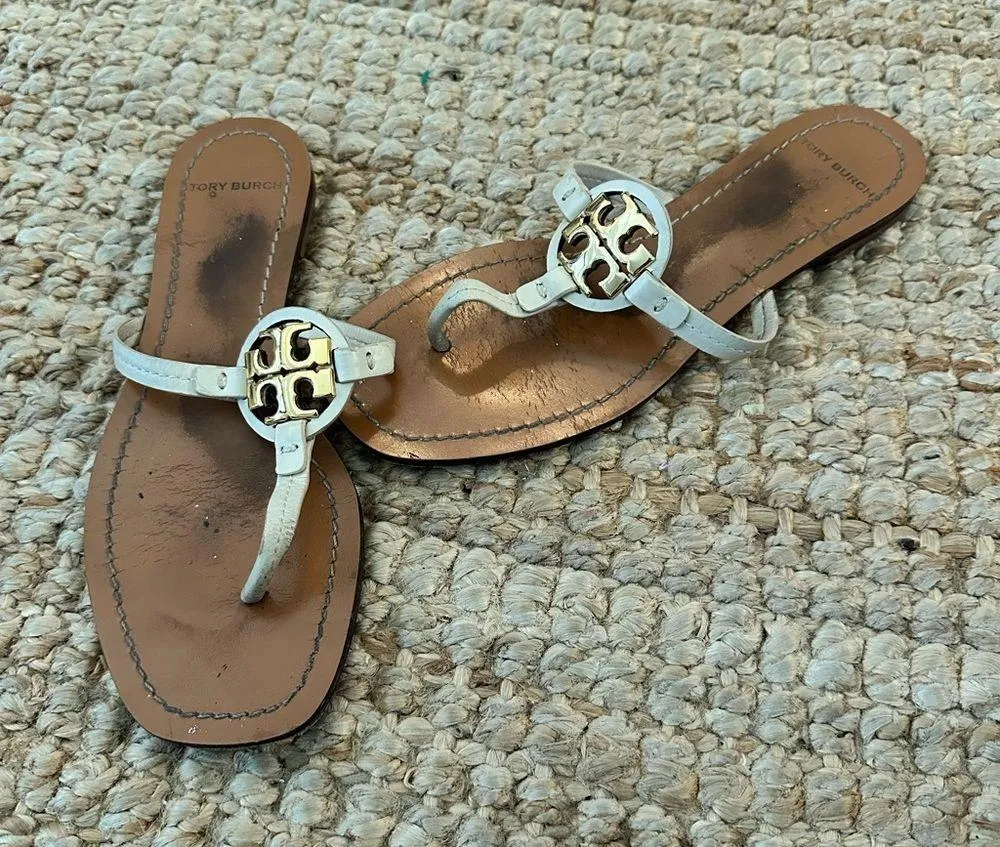 Tory Burch Women's Mini Miller Sandals Flats Size 7 Beige - Image 4