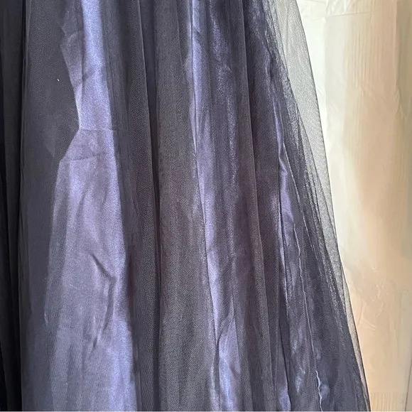 Blondie Nites Gown Juniors Size 9‎ Navy Long Mesh Gown Corset Style Gold Prom - Image 9