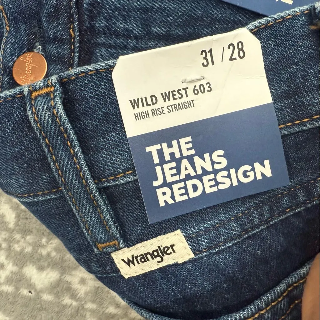 NWT‎ Wrangler Wild West 603 Indigood High Rise Straight Blue Wash Size 31 x 28 - Image 7