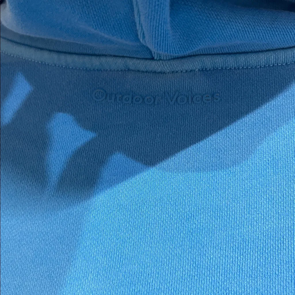 OUTDOOR VOICES WOMENS SHRUNKEN HOODIE SWEATSHIRT BLUE LARGE COTTON - Image 5