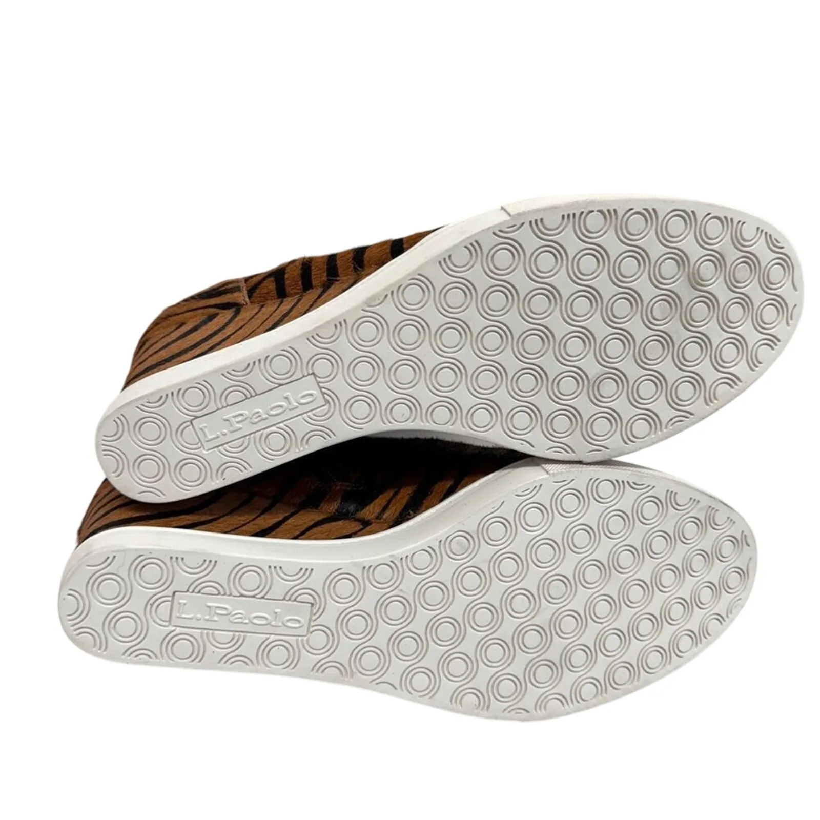 Linea Paolo Wedge‎ Sneaker Size 8 Real Calf Hair Leather Fashion Zebra Print NEW Brown - Image 11