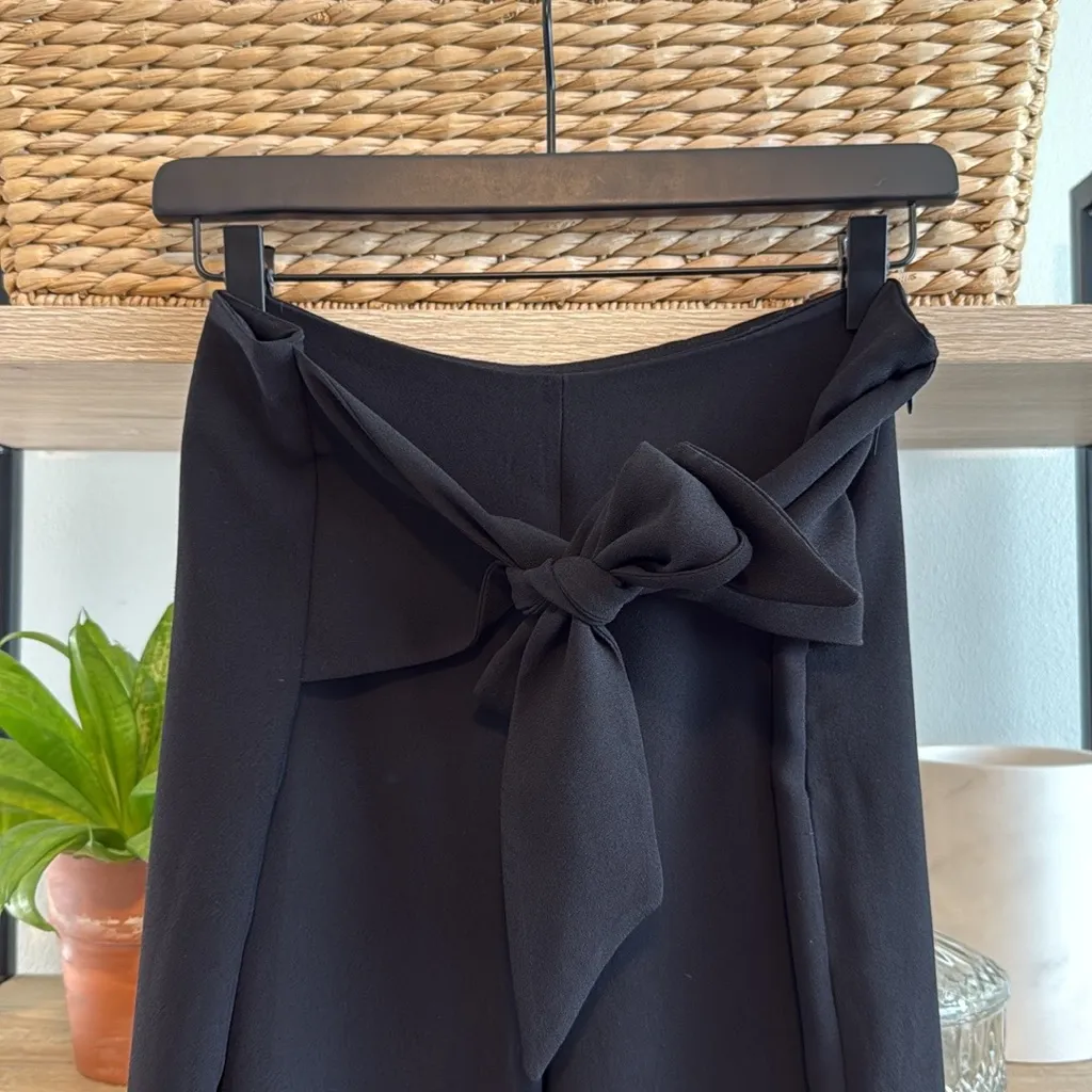 Express High-Rise Black Cropped Culottes w/Self Belt Woven Career Dress Pant, 12 - Image 2