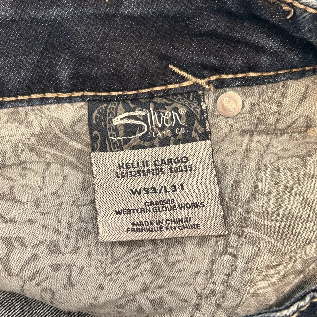 Silver Kellii Cargo stretch blue jeans Womens waist 33 W33/L31 - Image 8