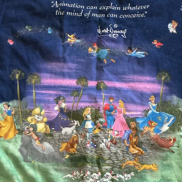 Vintage 1990s Disney California Adventure T Shirt Walt Disney Quote - Image 2