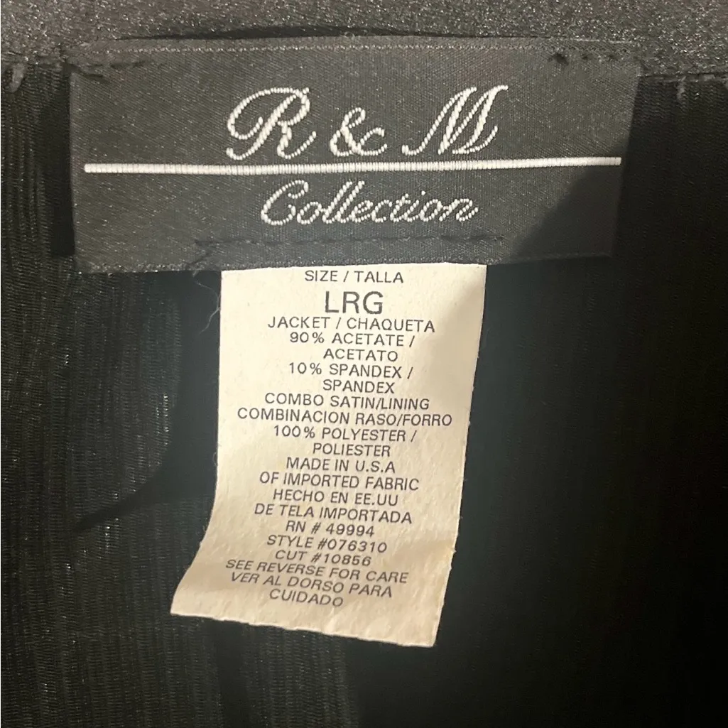 Vintage R&M Collection Black Sparkly Open Cardigan w/Built In Tank L U.S.A. Made Size L - Image 8