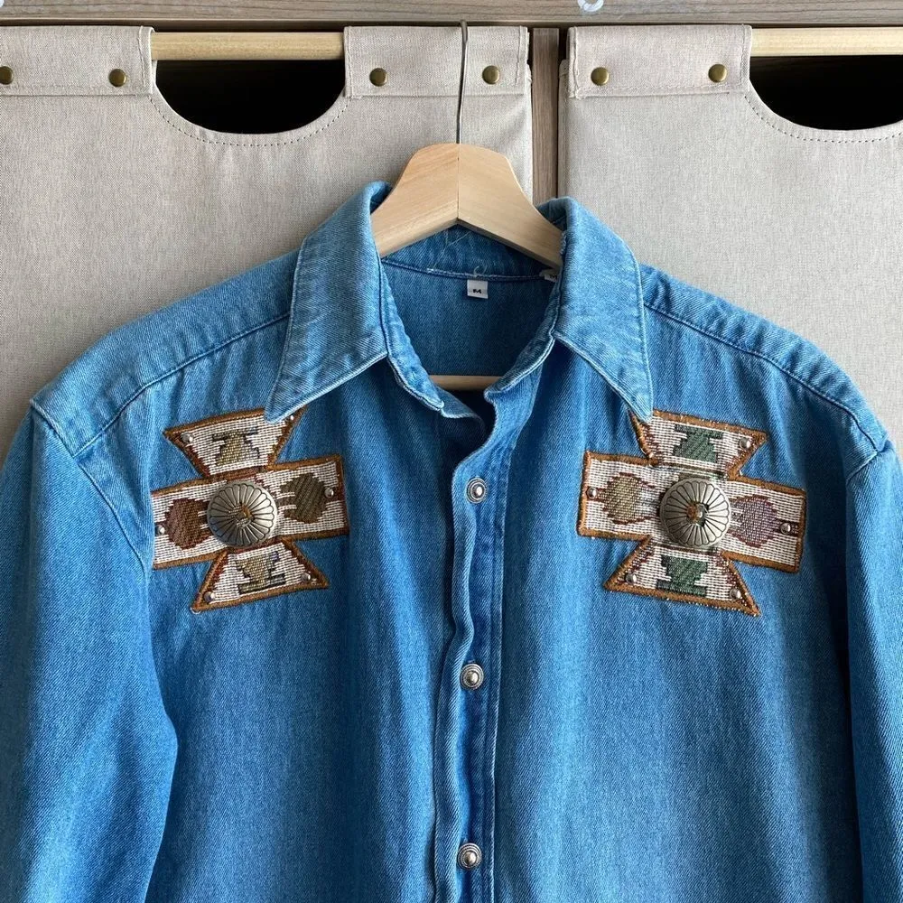 90s southwest denim button down - Image 2