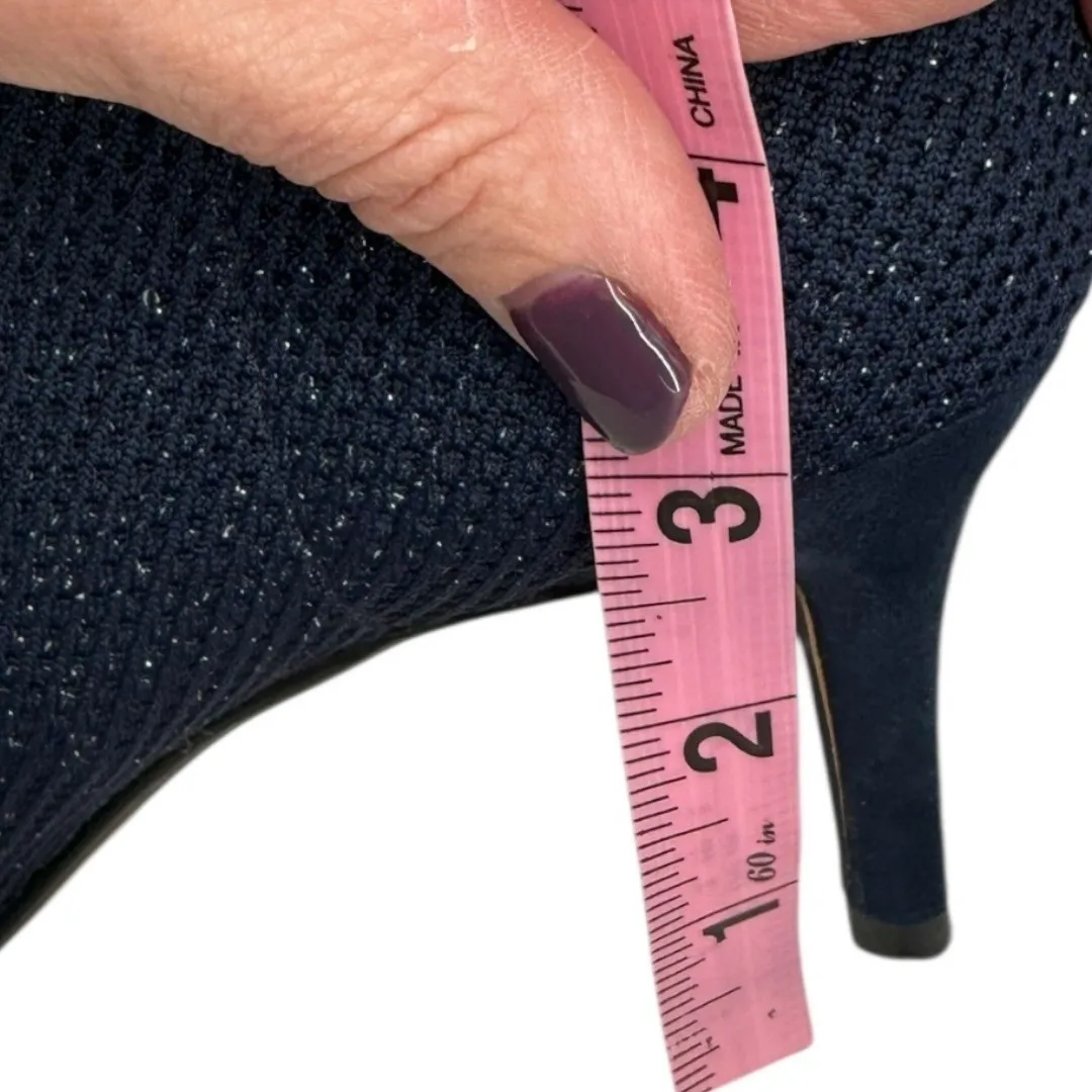 Catherine Malandrino Tammy Navy Glitter Knit Pointed Toe Sock Boots Size 10 - Image 12