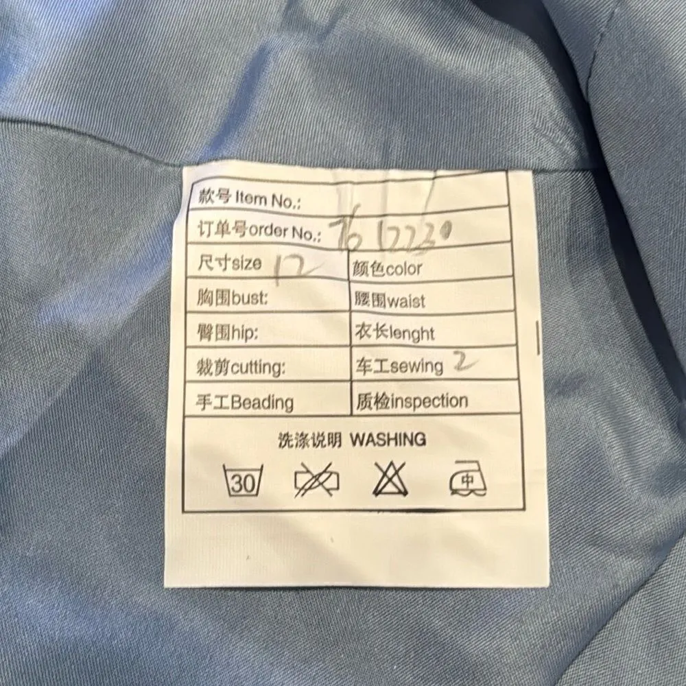 Women’s Blue Dress Embroidered Flowers & Butterflies Corset Back Size 12 NWOT Blue - Image 12