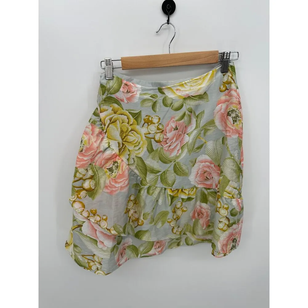Express Mini Skirt Women 6 Floral Tropical Ruffle Vaca Beach Hawaiian NWT - Image 2