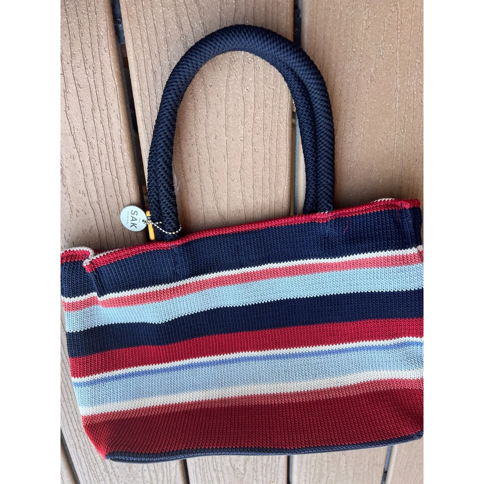 The Sak Crochet Purse Shoulder Bag Mini Tote Bohemian Stripe Handbag‎ Boho Nylon - Image 10