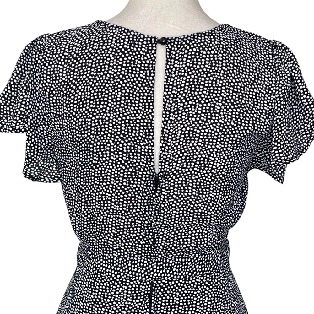 Miami Becca Flutter Sleeve Godet Mini Dress Women’s Size S Belt Tie Black White - Image 8