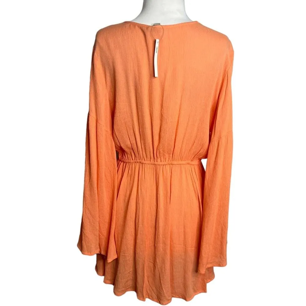 NWT ASOS Swim tie front slit bell sleeve cover up coral sz 6 - Image 2