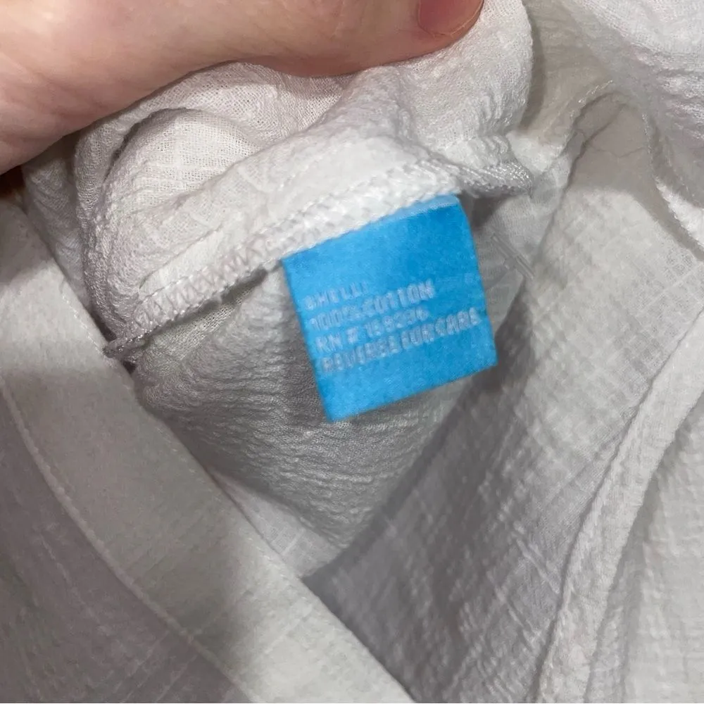 J McLaughlin Cotton Gauze Button Up Shirt Women Size XS Coastal Beach Preppy - Image 5