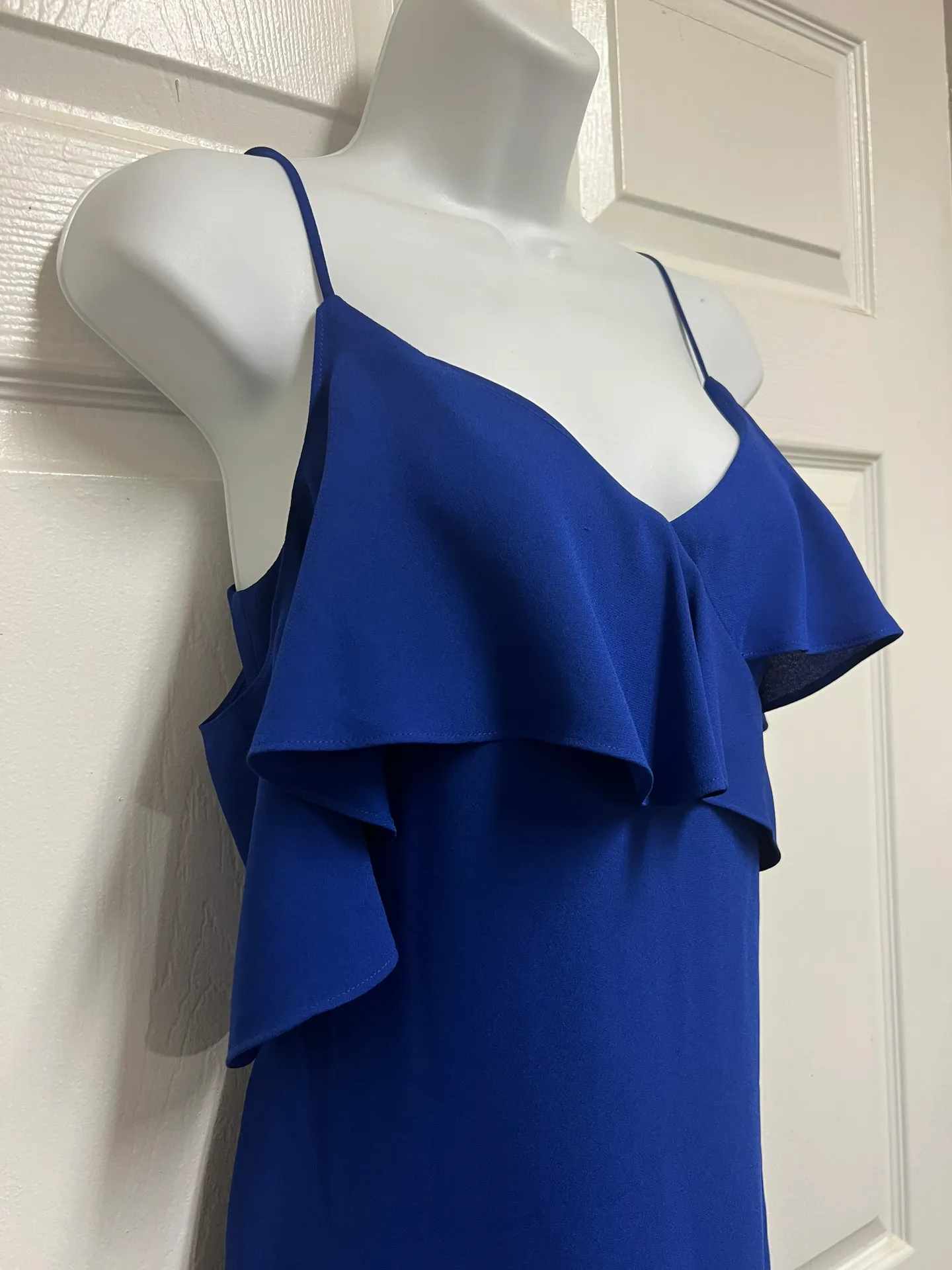 BCBGMAXAZRIA Royal Blue Asymmetrical Ruffle A-line Dress - Image 8